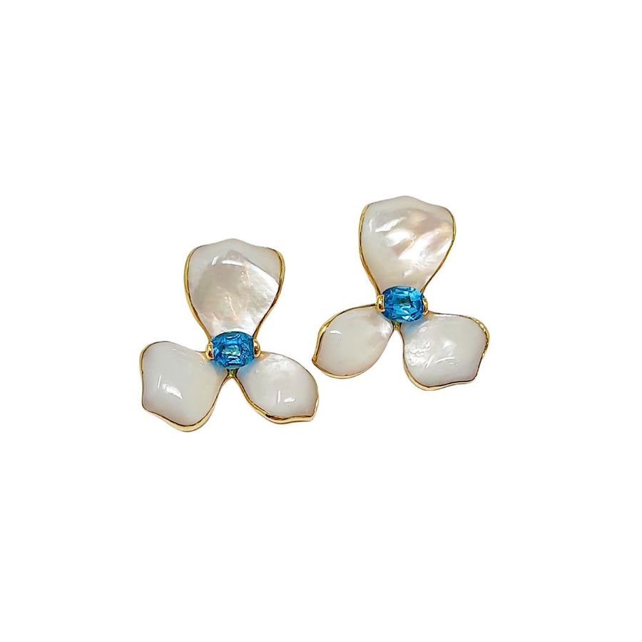 Vivid MOP Orchid Earrings with Blue Topaz