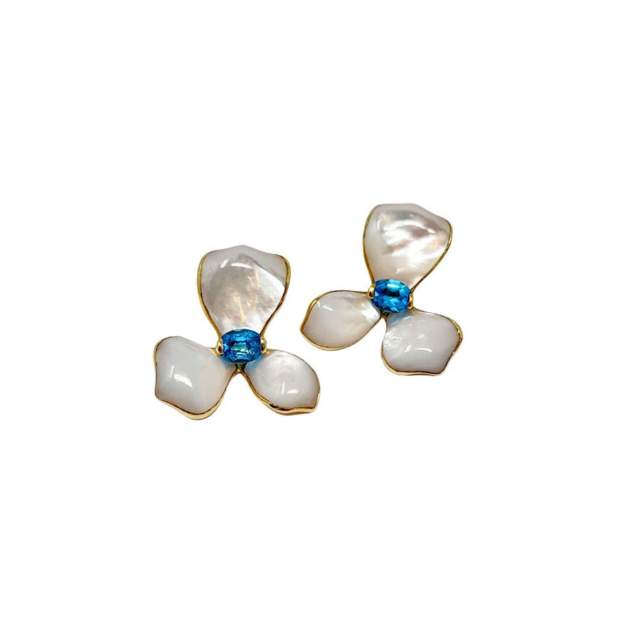Vivid MOP Orchid Earrings with Blue Topaz