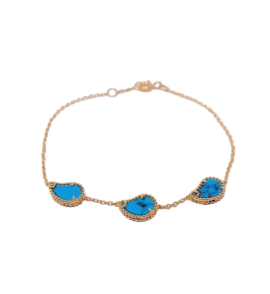 Three Kashmir Motifs Chain Bracelet