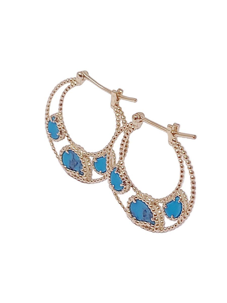 Three Kashmir Motifs Creoles Earrings