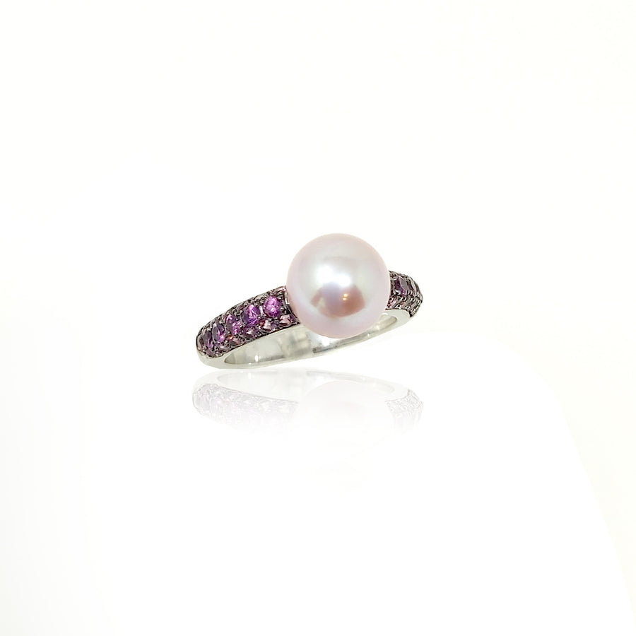 Rhodolite Pearl Solitaire